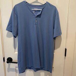 Bonobos Men's Henley Short Sleeve Standard Fit Shirt. Large. Indigo Blue.